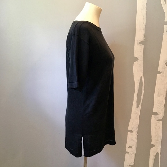 Valerie Stevens SILK Tunic Top Black Small Petite - Picture 4 of 12